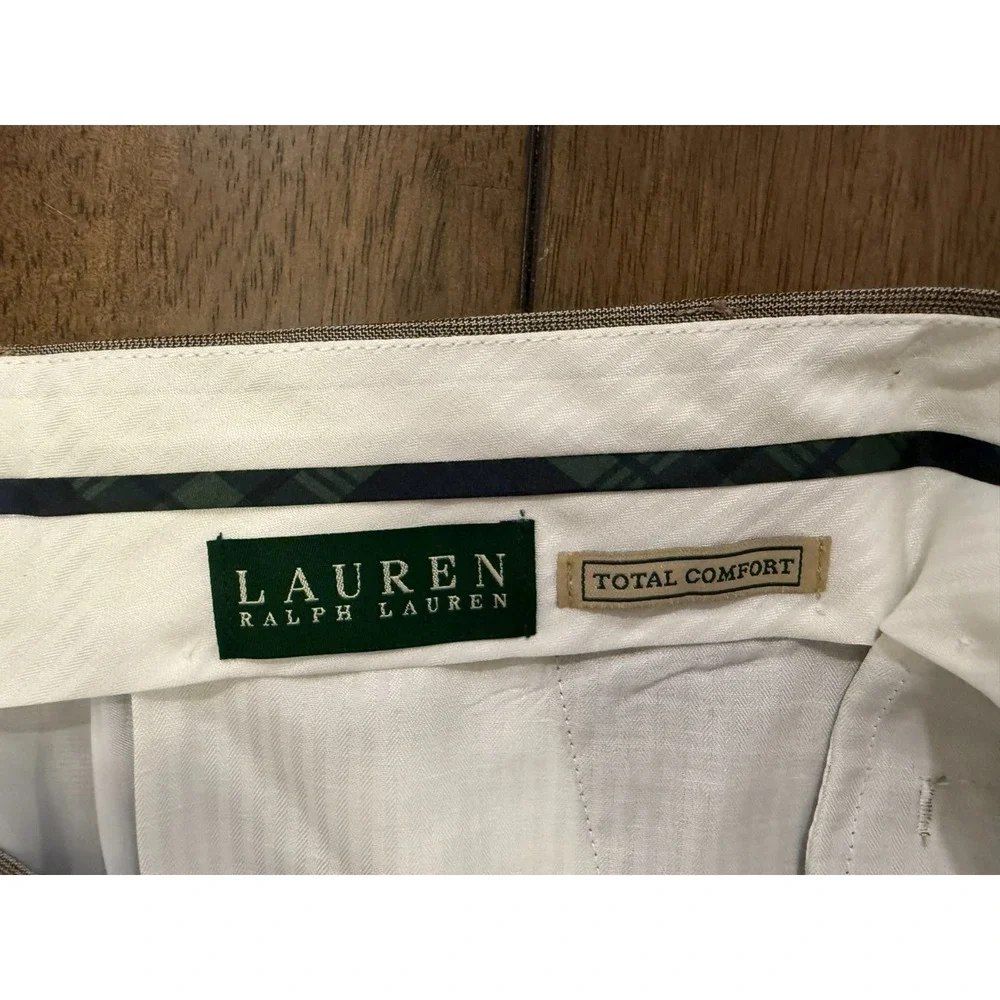 Ralph Lauren Tan Plaid Total Comfort Dress Pants Men's 38x30